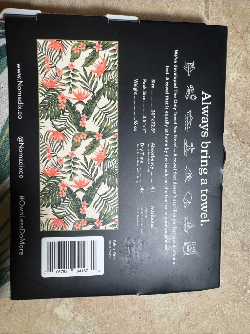 Nomadix Pink Tropical MicroTerry Quick Dry Anti-Sand Towel